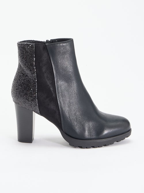 Boots à talon haut avec paillettes - Kiabi