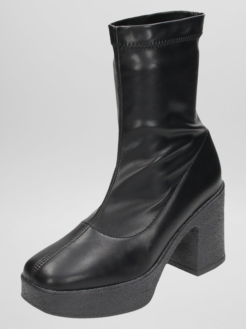 Boots à talons avec semelles épaisses Noir - Kiabi