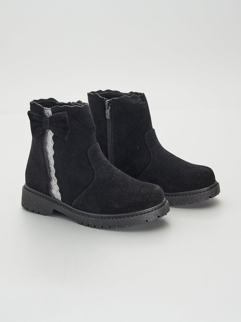 Boots avec bandes pailletées Noir - Kiabi
