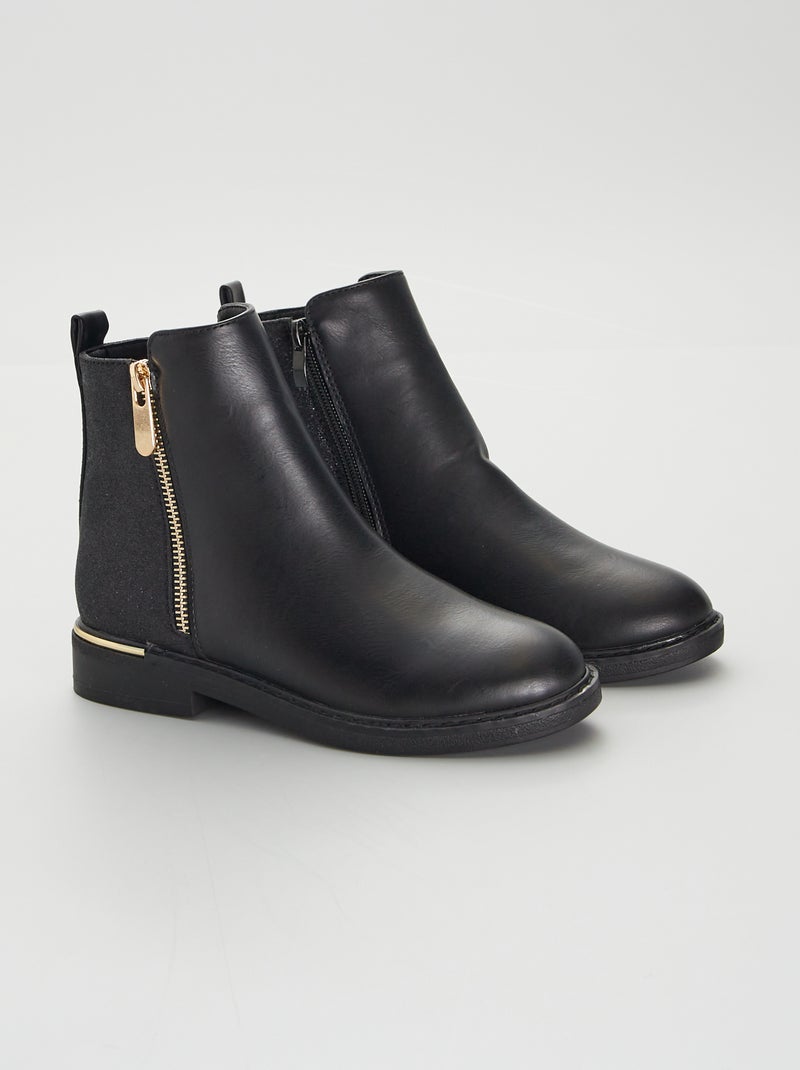 Boots avec ouverture dorée Noir - Kiabi