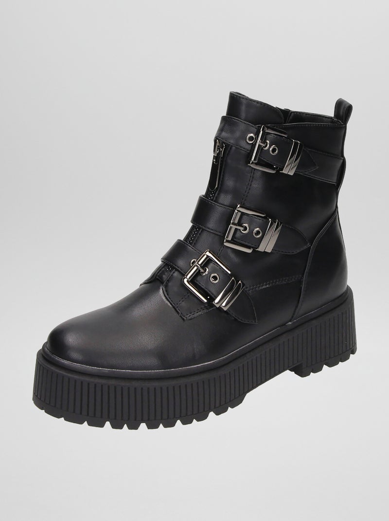 Boots avec semelles épaisses Noir - Kiabi