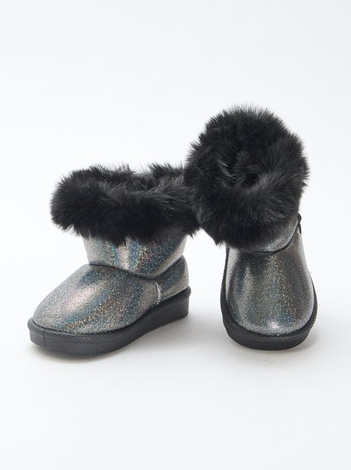 Boots brillantes fourrées - Kiabi