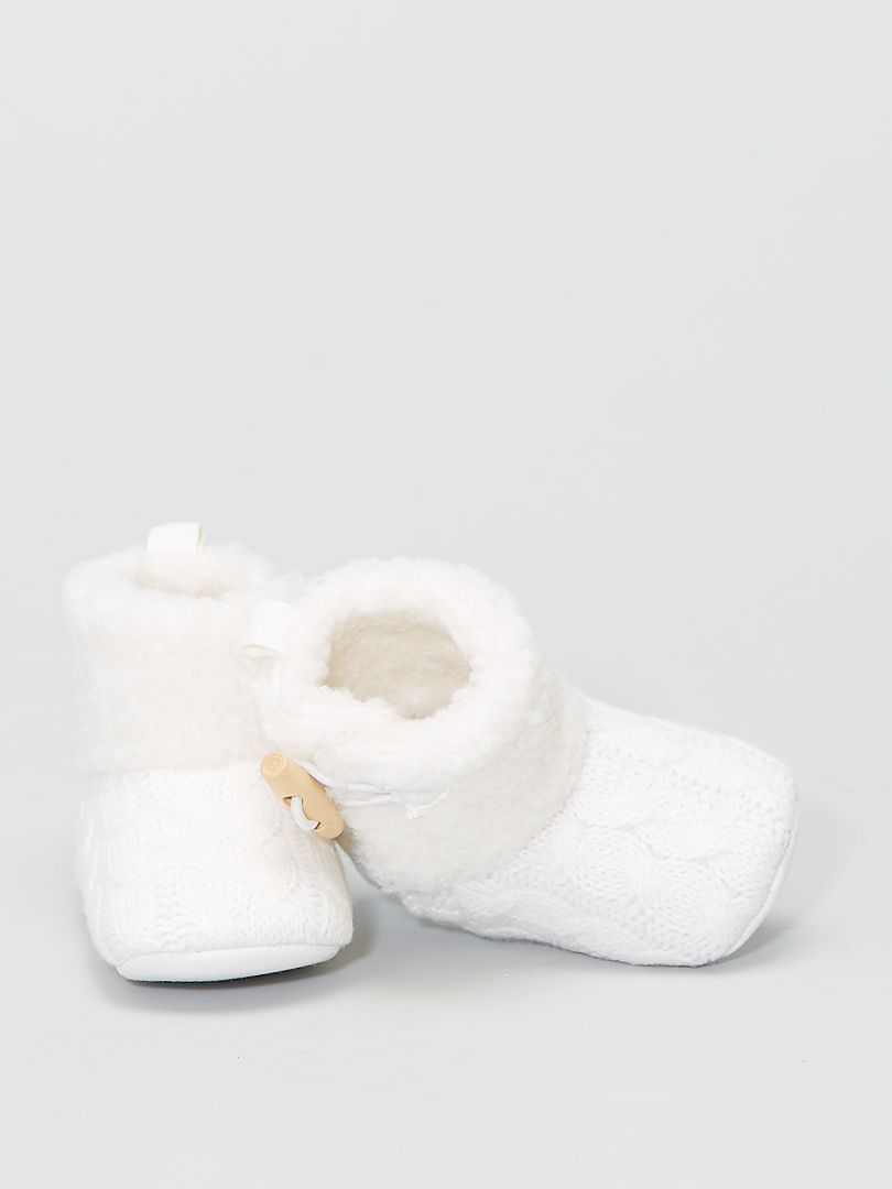 Boots chaussons en tricot fourrées blanc - Kiabi