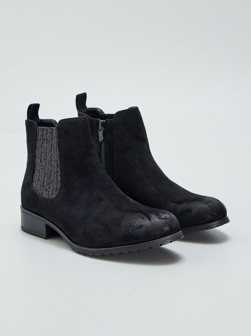 Boots chelsea à paillettes noir - Kiabi