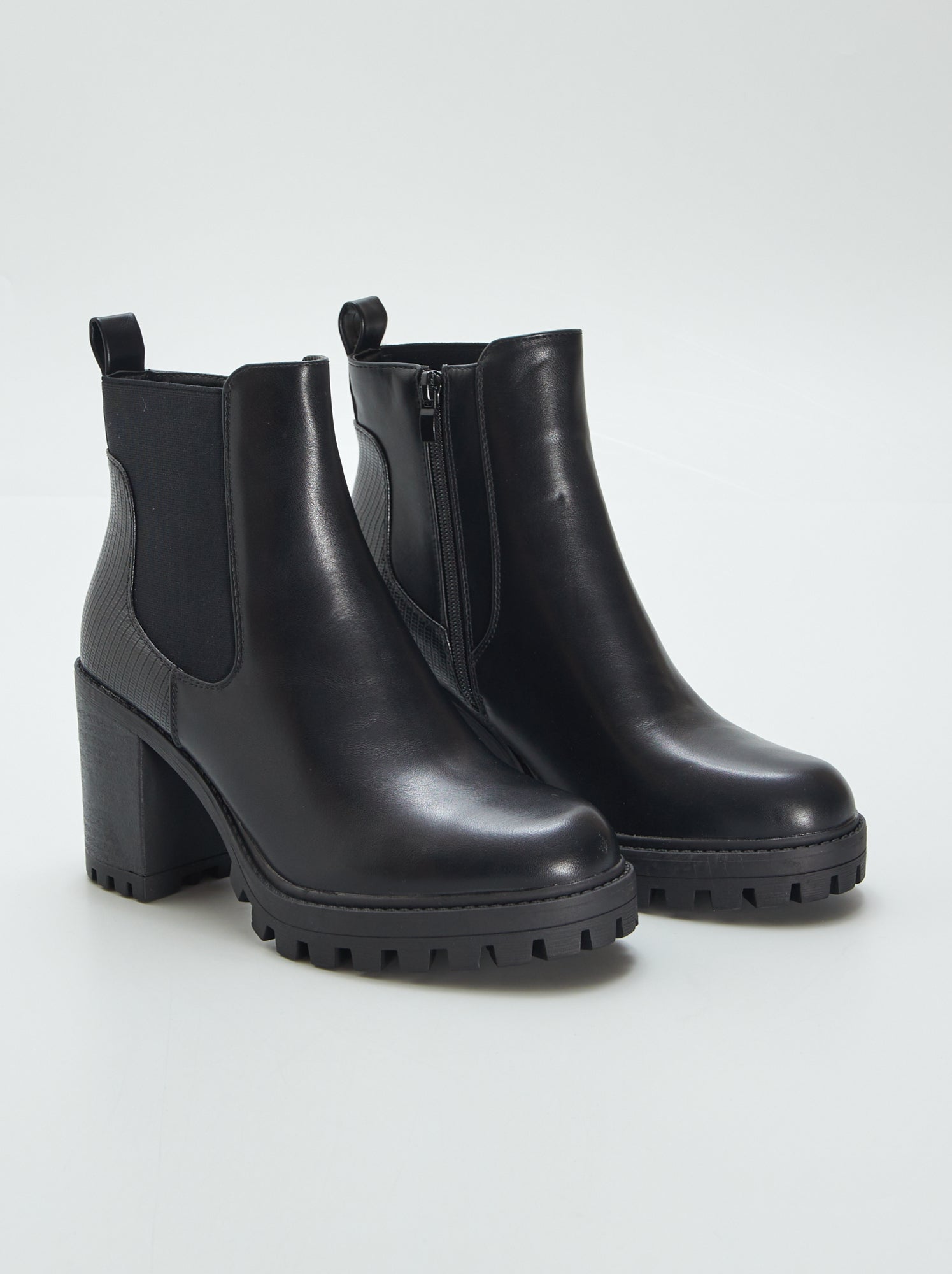 Boots chelsea a talon haut Noir Kiabi 35.00