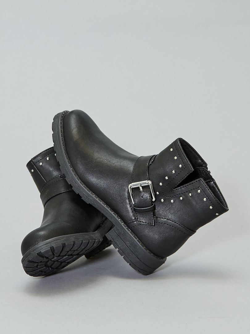 Boots cloutées en simili noir - Kiabi