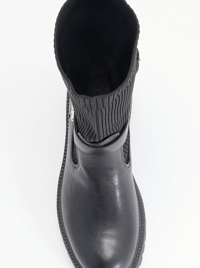 Boots effet chaussette en simili avec boucle Noir - Kiabi