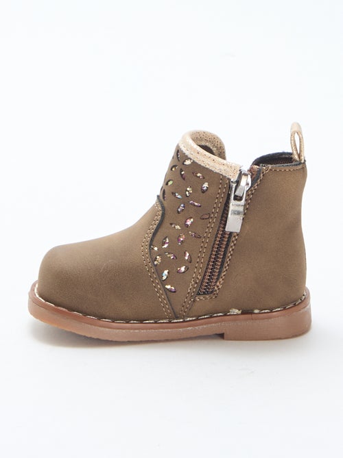 Boots effet suédine - Kiabi