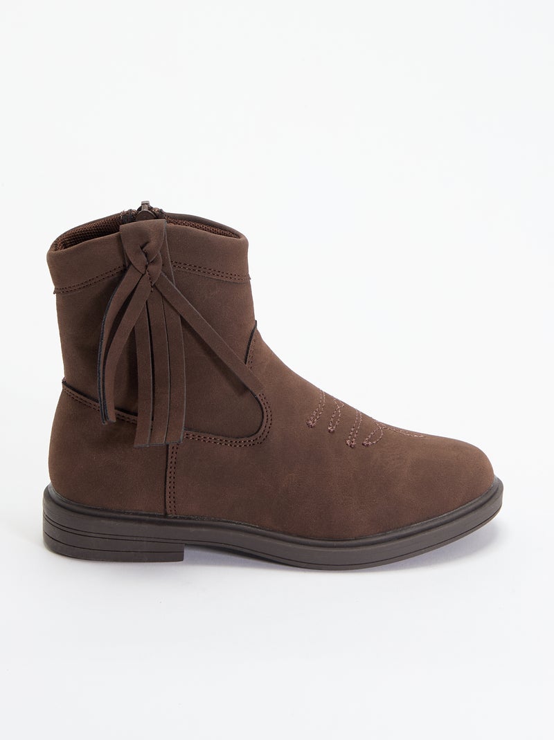 Boots effet suédine Marron - Kiabi