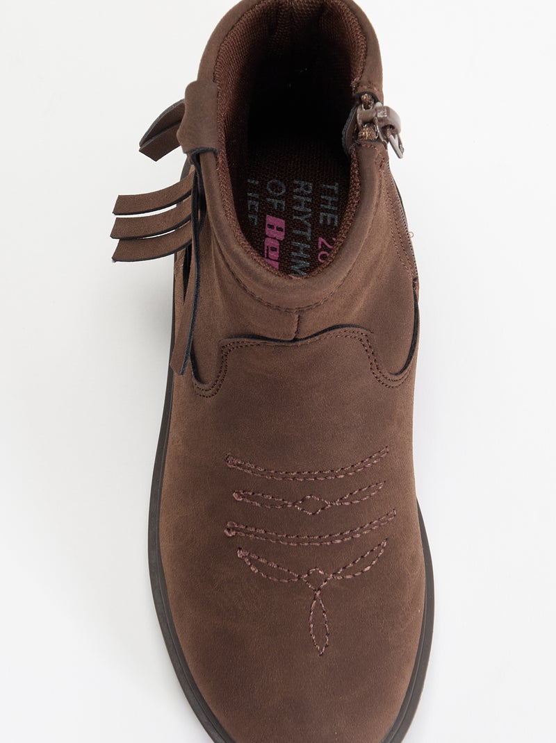 Boots effet suédine Marron - Kiabi