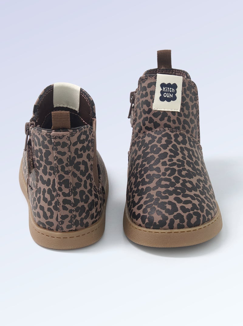 Boots en simili - Motricité 4 : pour marcher - Kitchoun Beige - Kiabi