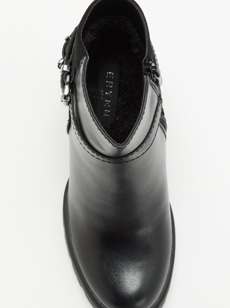 Boots en simili à talon haut Noir - Kiabi