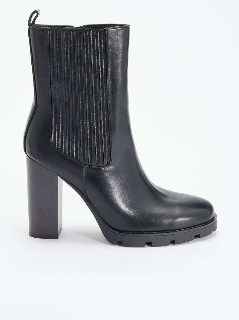 Boots en simili à talon haut Noir - Kiabi