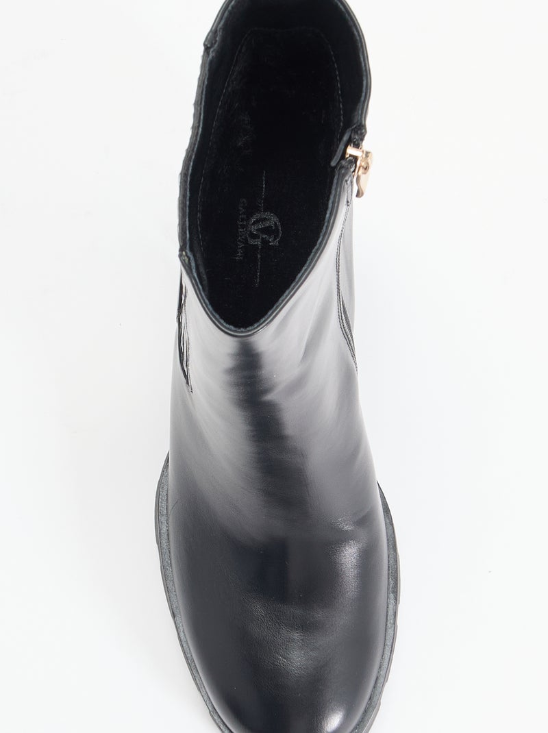 Boots en simili à talon haut Noir - Kiabi