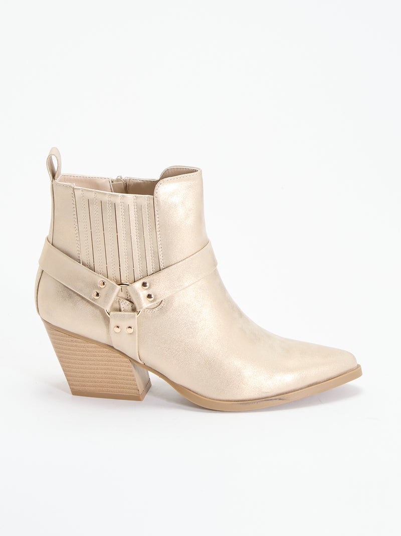 Boots en simili à talon Jaune - Kiabi