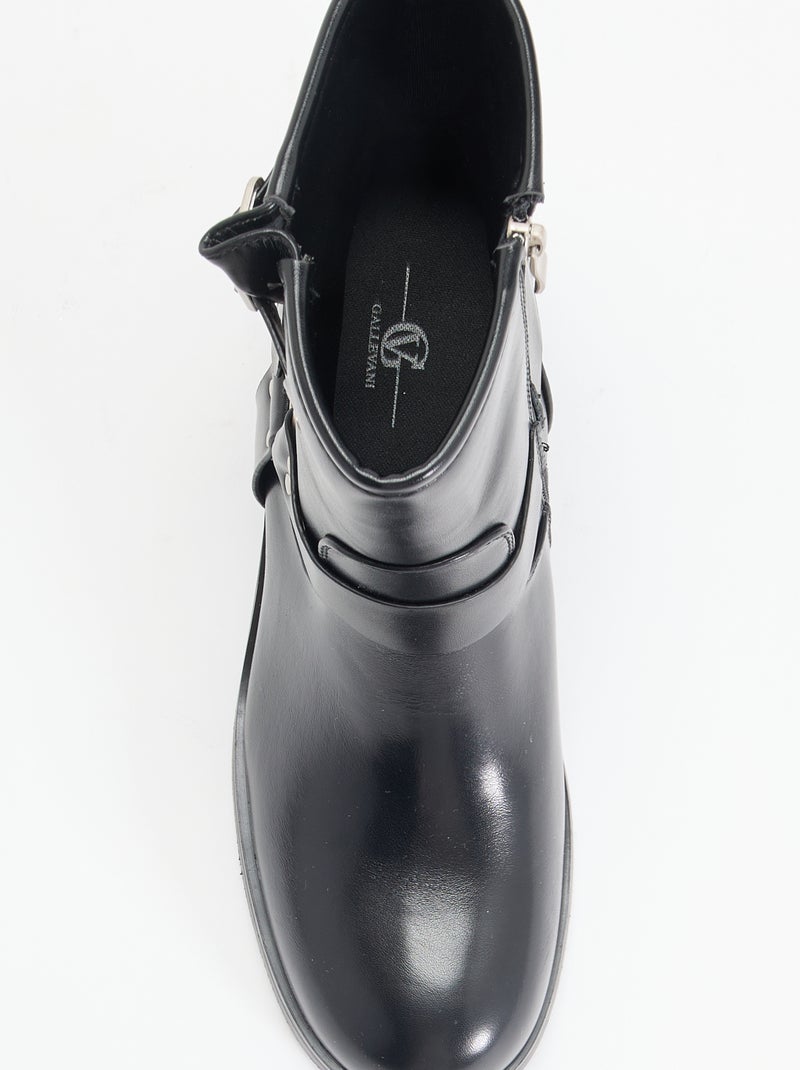 Boots en simili avec boucles fantaisie Noir - Kiabi