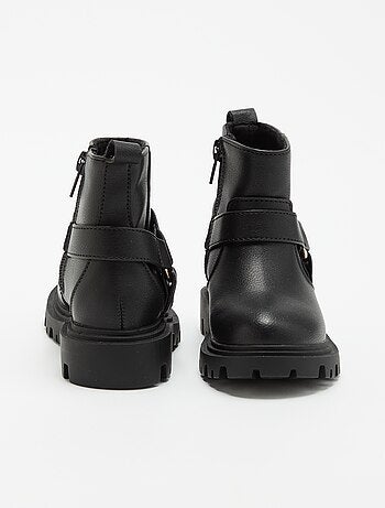 Boots en simili avec sangle motarde