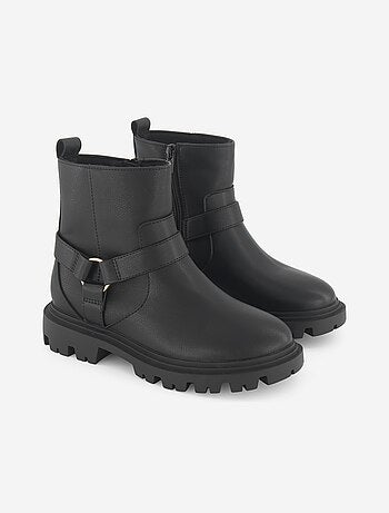 Boots en simili avec sangles fantaisies