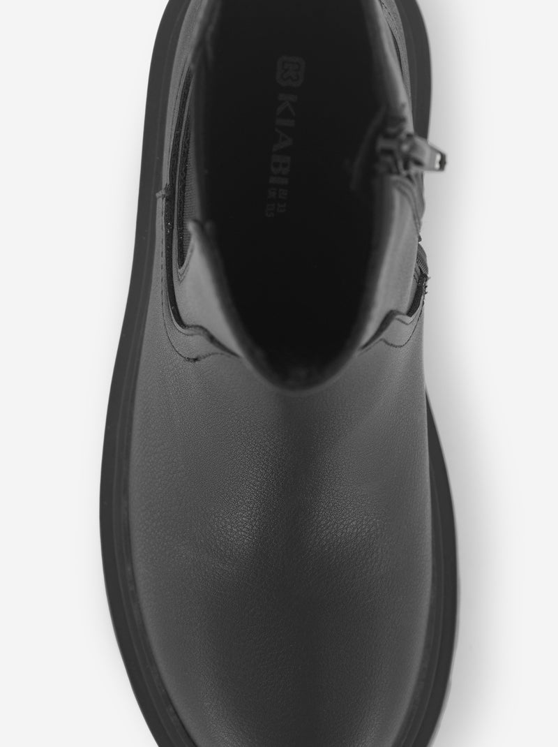 Boots en simili avec semelle crantée Noir - Kiabi