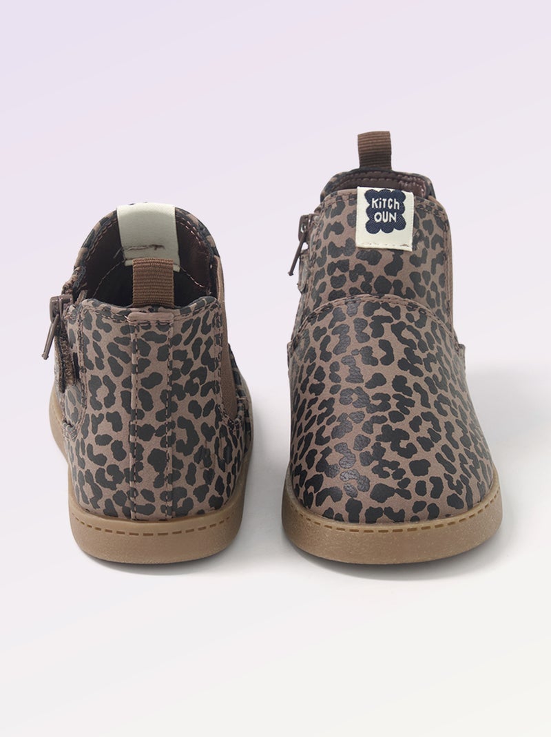 Boots en simili avec soufflet élastiqué - Motricité 3 '1ers pas' - Kitchoun Beige - Kiabi