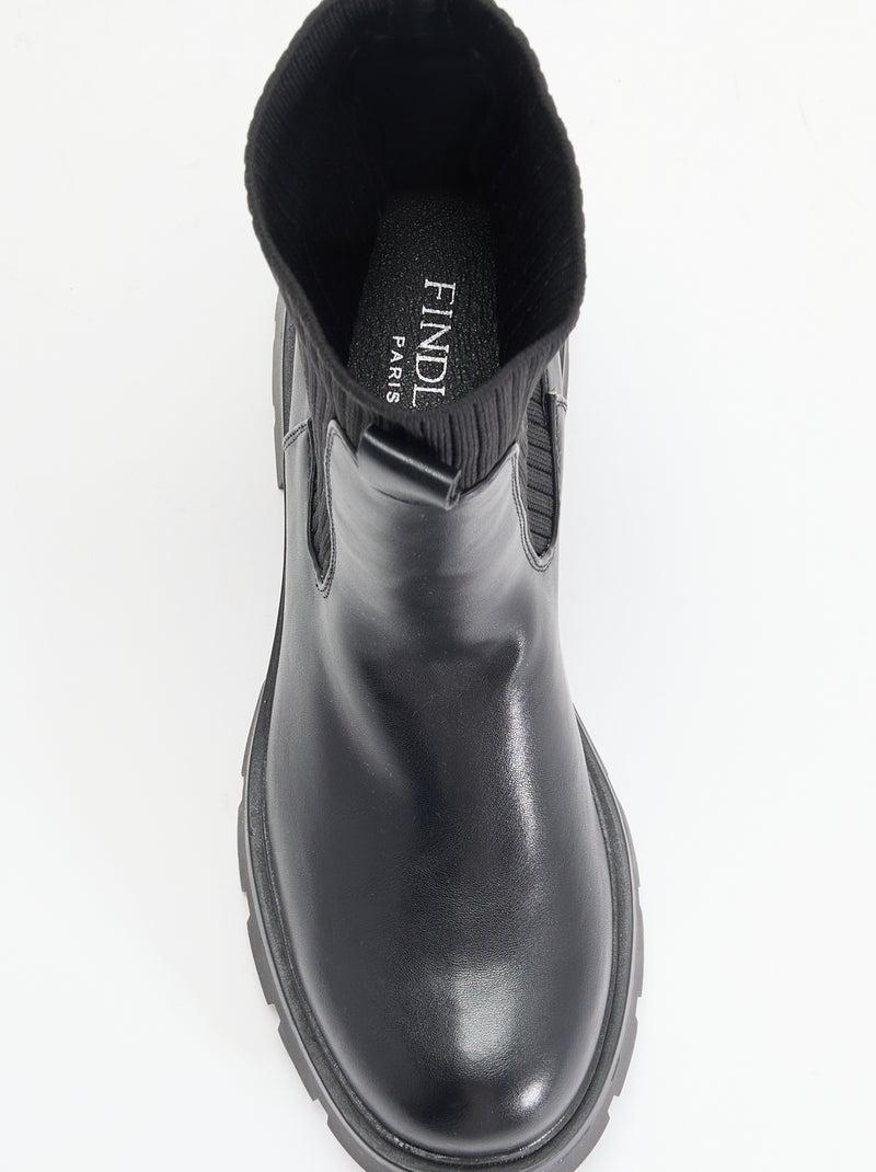 Boots en simili Noir - Kiabi