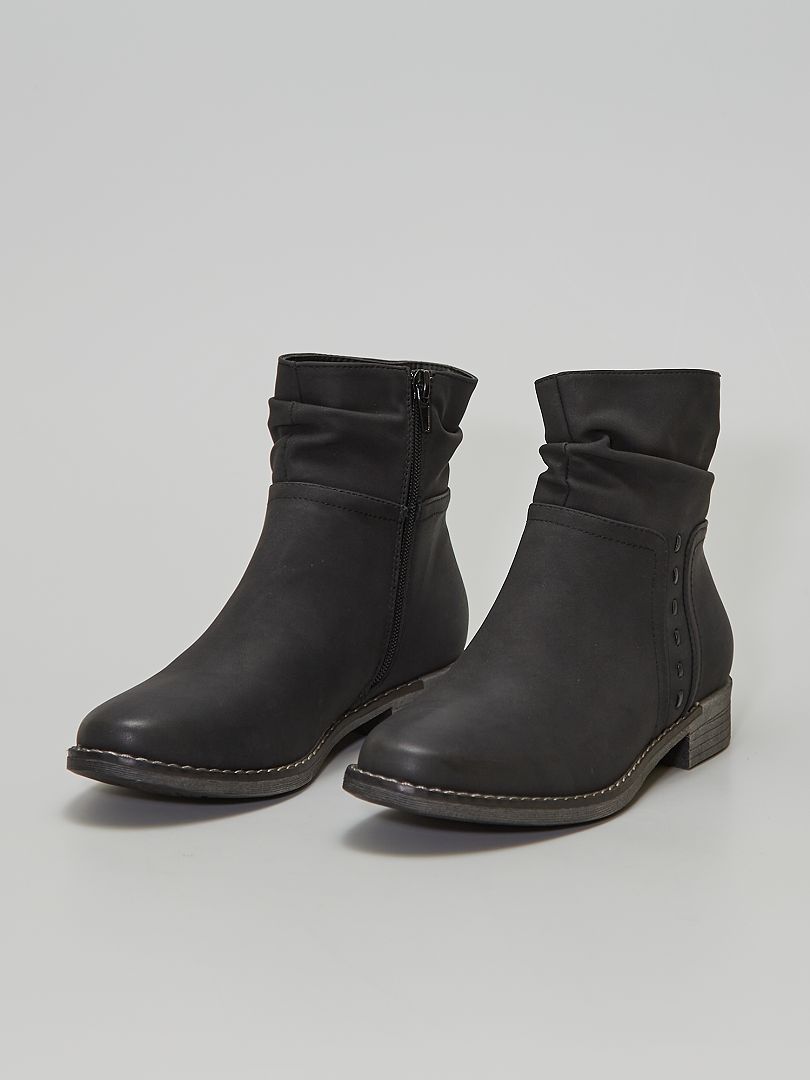 Boots en simili noir - Kiabi
