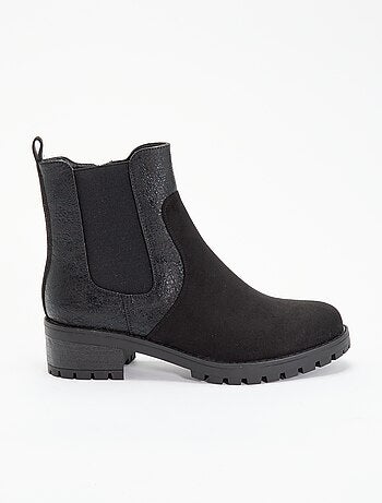 Boots en simili texturé et suédine