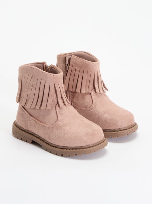 Boots en suédine avec franges - Kiabi