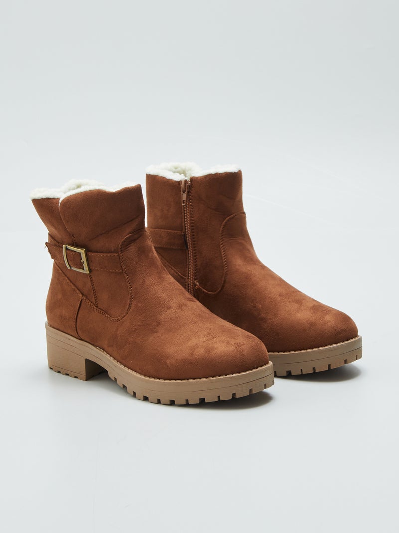 Boots en suédine Camel - Kiabi