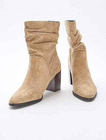 Boots en suédine effet plissé