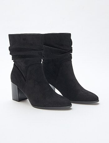 Boots en suédine effet plissé
