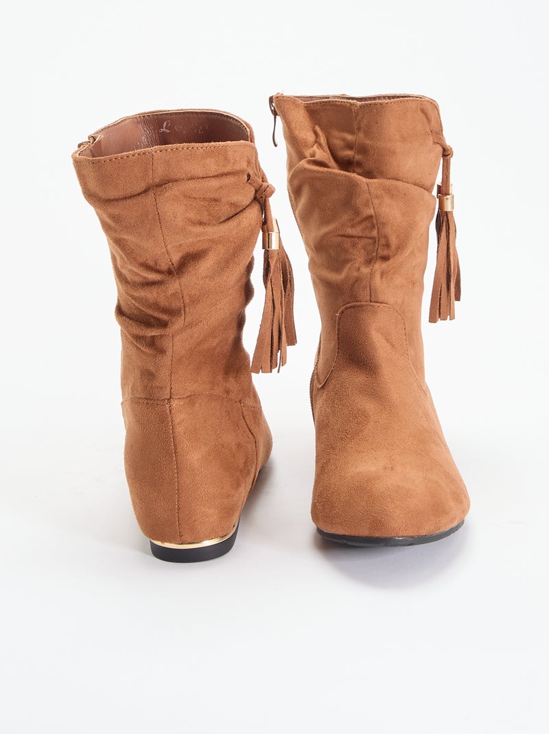 Boots en suédine Marron - Kiabi