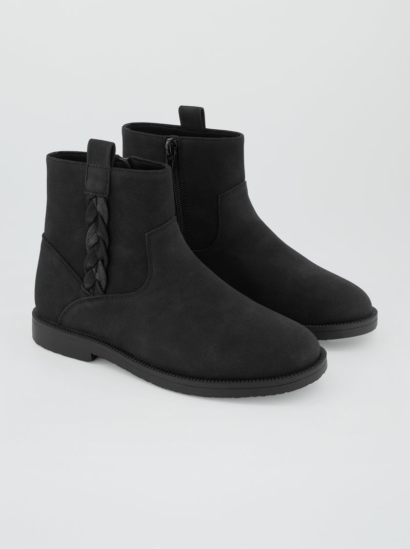 Boots en suédine noir - Kiabi