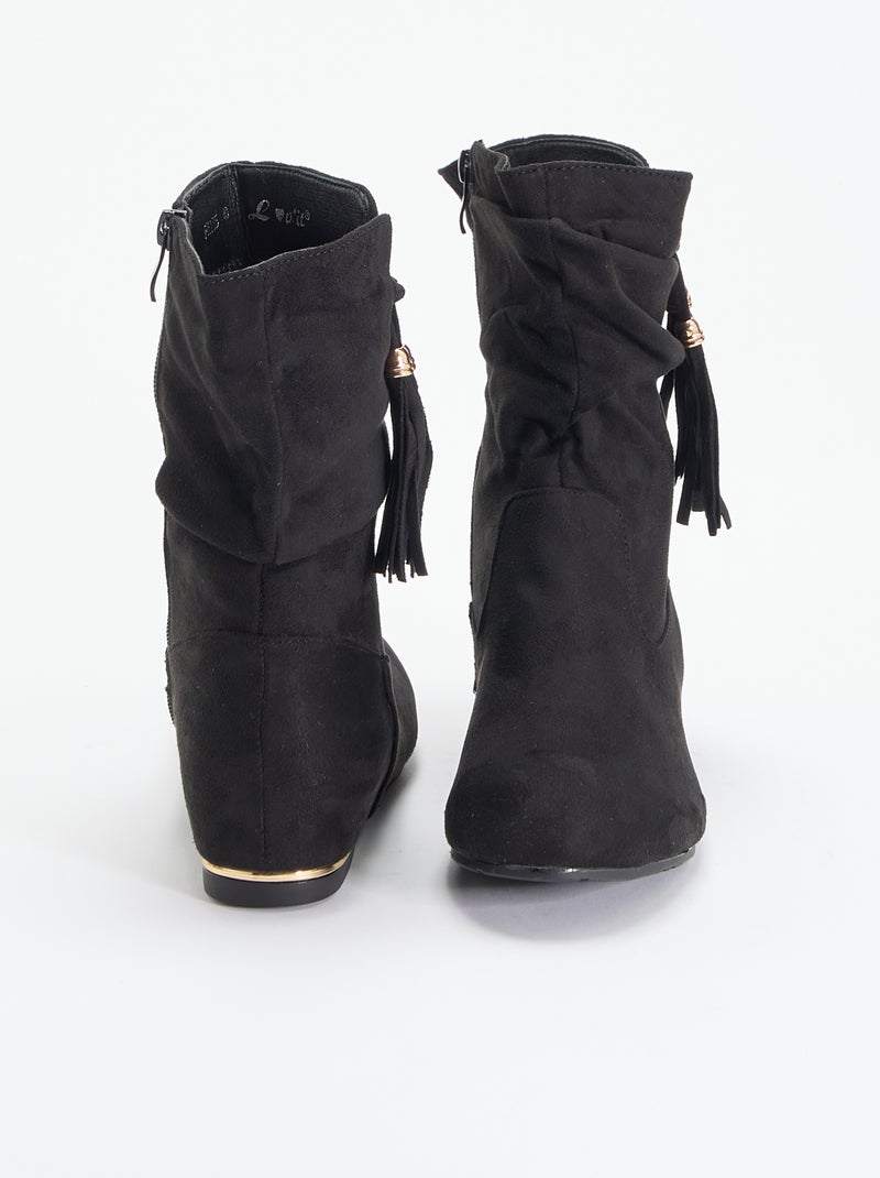 Boots en suédine Noir - Kiabi