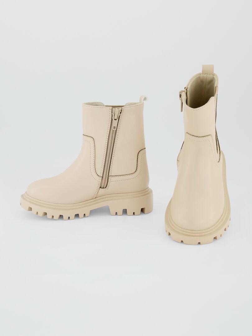 Boots esprit 'chelsea' Beige - Kiabi