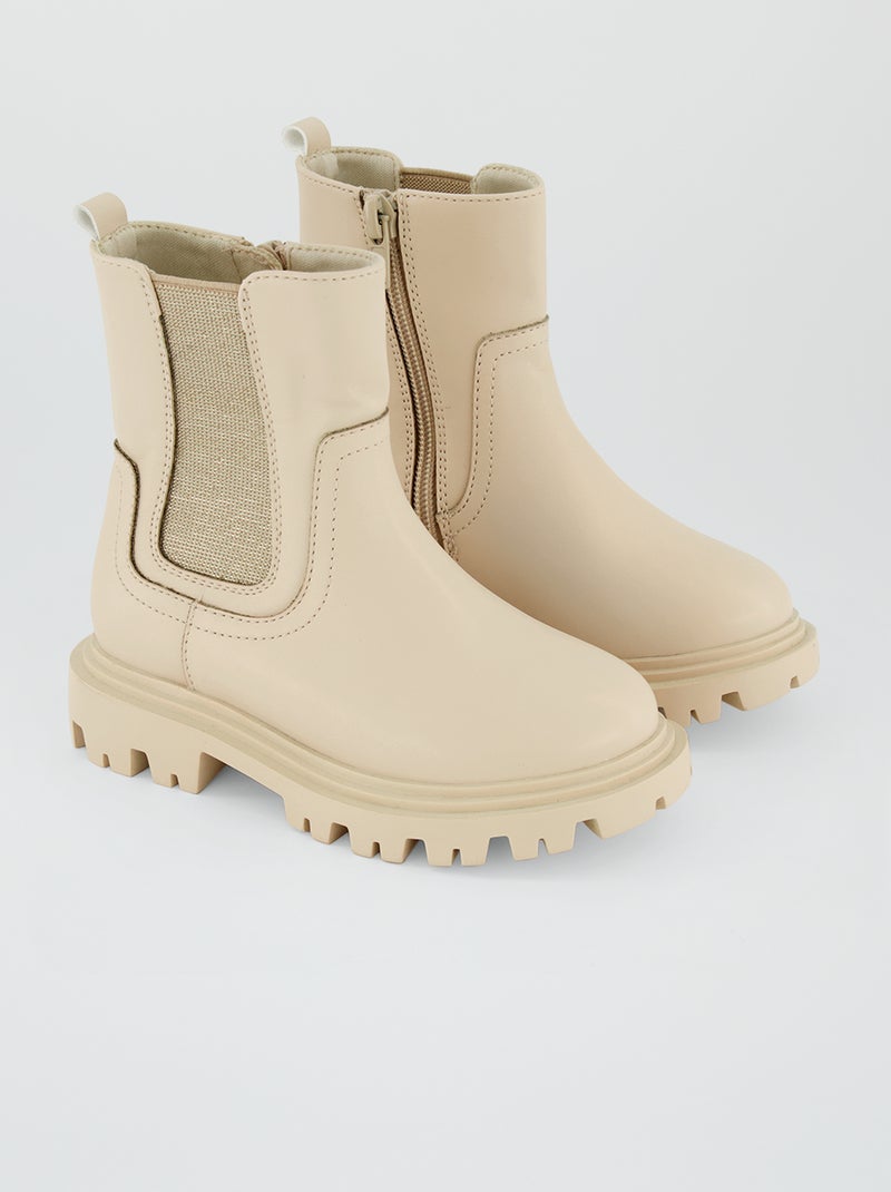 Boots esprit 'chelsea' Beige - Kiabi