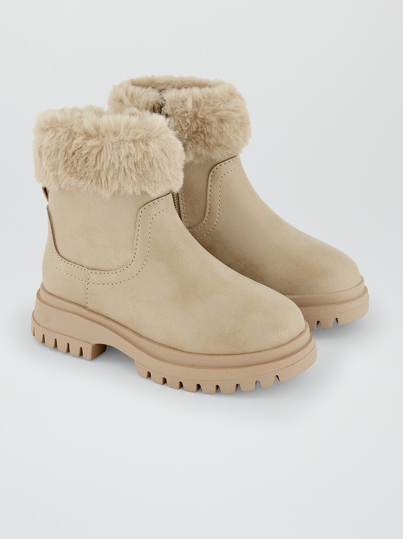 Boots fourrées beige - Kiabi