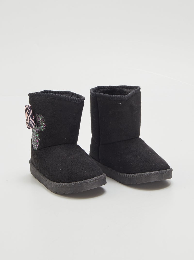 Boots fourrées en suedine 'Minnie' Noir - Kiabi