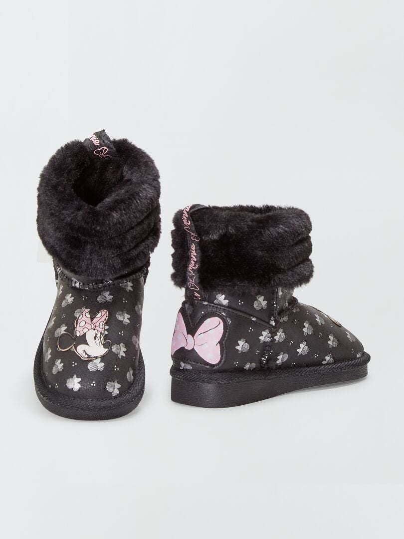 Boots fourrées 'Minnie Mouse' noir - Kiabi