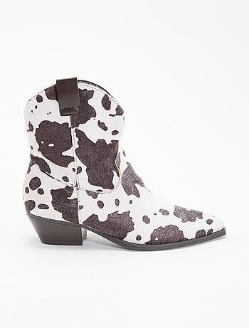 Boots in cowboylaarsstijl met imitatie koeienhuid
