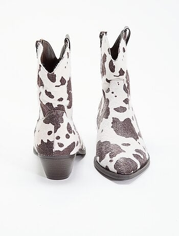 Boots in cowboylaarsstijl met imitatie koeienhuid