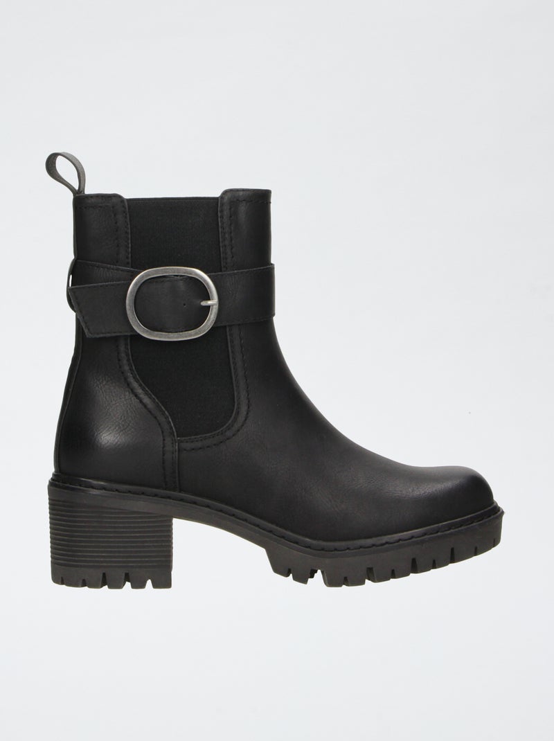 Boots met profielzool Zwart - Kiabi