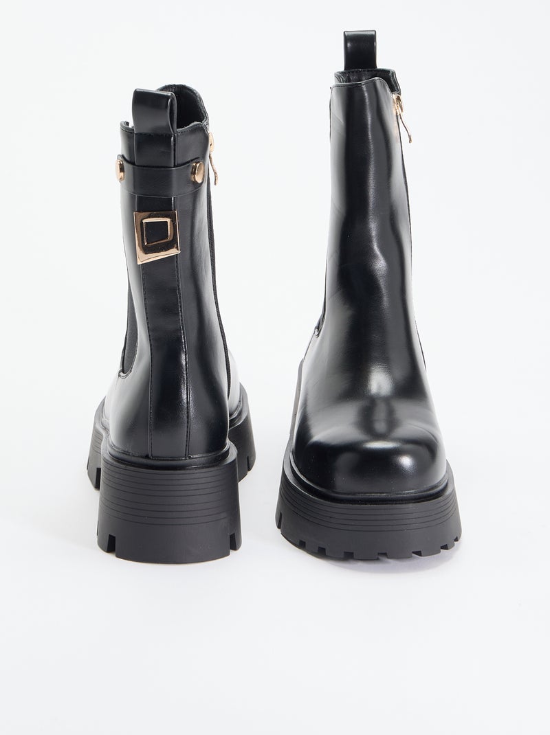 Boots mi-hautes en simili Noir - Kiabi