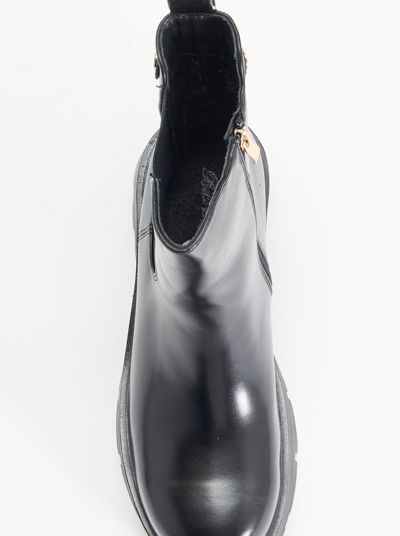 Boots mi-hautes en simili Noir - Kiabi