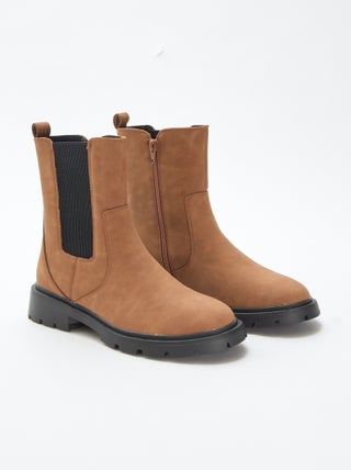 Boots modèle ajusté en simili avec soufflets élastiques