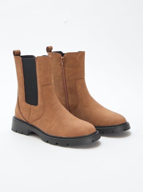 Boots modèle ajusté en simili avec soufflets élastiques - Kiabi