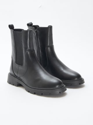 Boots modèle ajusté en simili avec soufflets élastiques