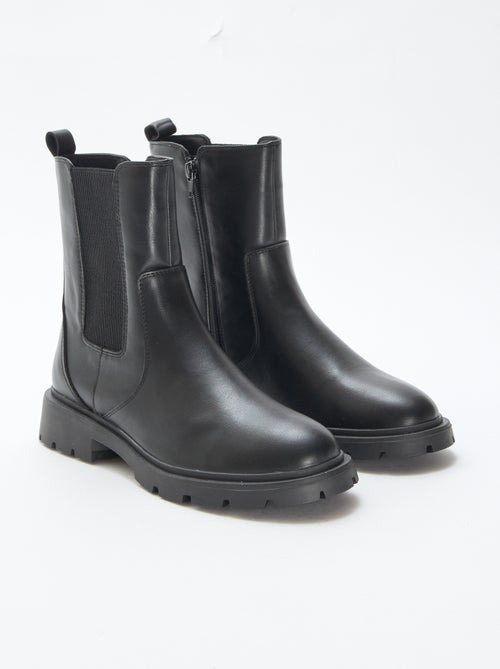 Boots modèle ajusté en simili avec soufflets élastiques - Kiabi