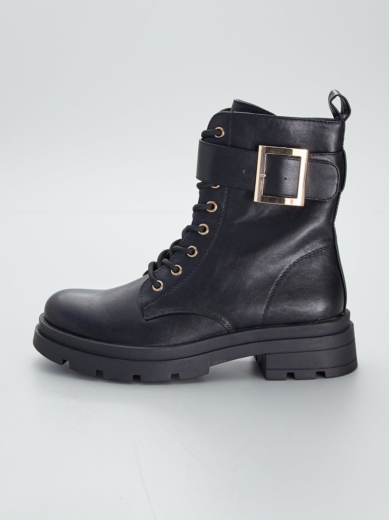 Boots montantes style rangers noir - Kiabi