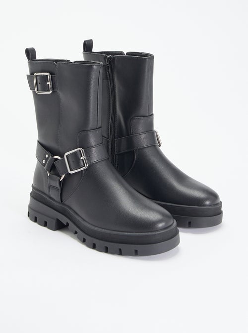Boots motarde avec sangles fantaisies - Kiabi Boots motarde avec sangles fantaisies - Kiabi